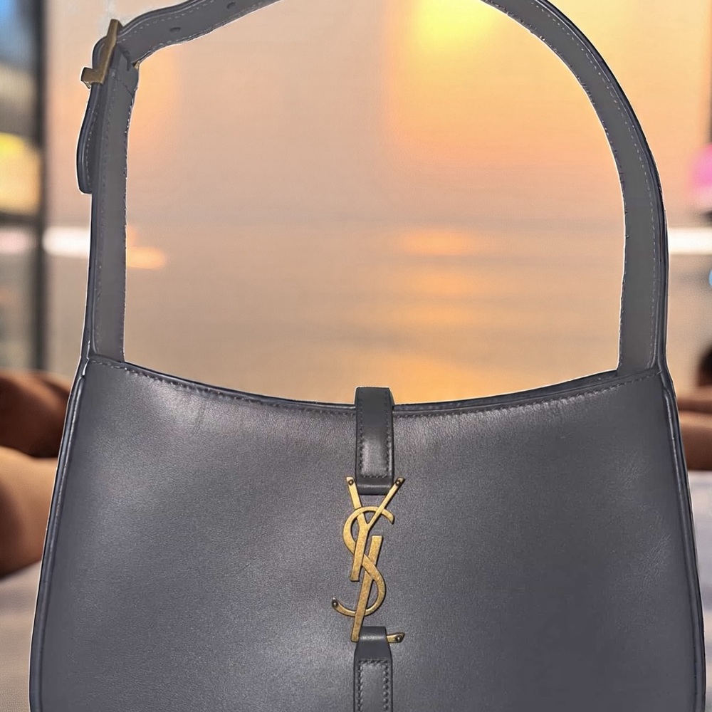Yves Saint Laurent Metallic Shoulder Bag with Gold Emblem